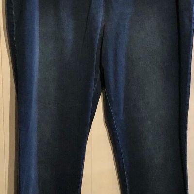 Cabin Creek Cotton Blend Dark Blue Denim Flared Hem Leggings - Women's 2X